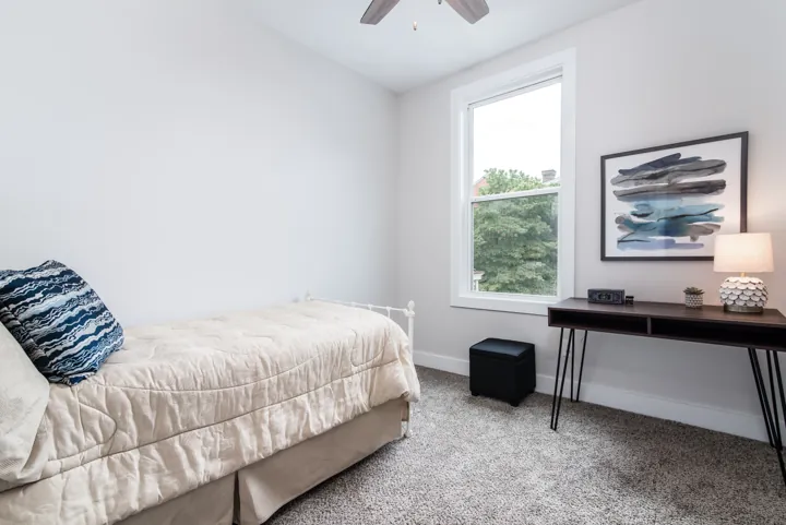Bedroom with desk workstation