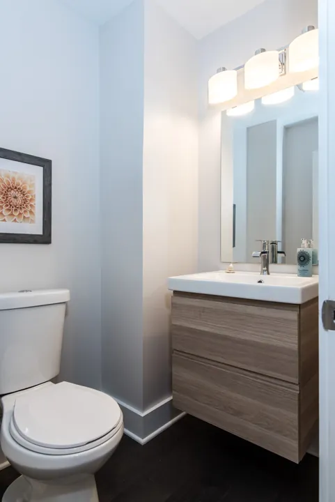 Half bathroom with modern fixtures